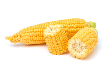 Fresh organic corn cob isolated on white background