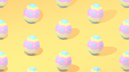 Fototapeta na wymiar 3d render yellow Easter egg pattern background.