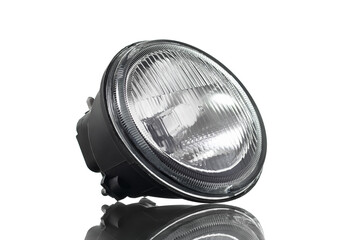New fog headlight isolated on white background. Automotive parts.