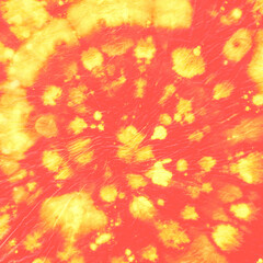 Art Water Style. Color Patterns. Artistic Paint. Psychedelic Ink Design. Tie Die Circle Backdrop. Abstract Dye. Hippie Spiral Background. Orange Batik Fabric. Yellow Swirl Abstract Dye.