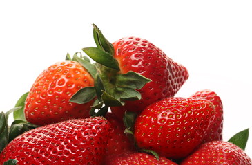 Fresh strawberries isolated on white background