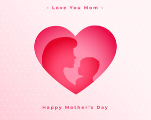 happy mothers day love heart mom and child background