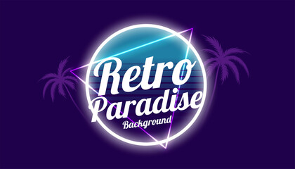 retro paradise 80s style background design