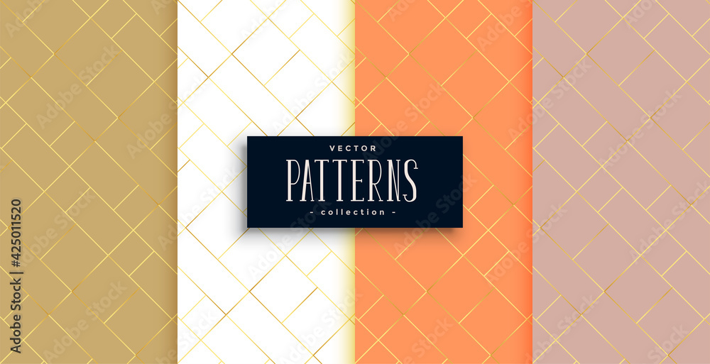 Poster premium golden diamond shape diagonal lines pattern set