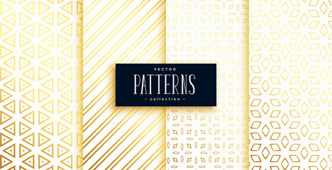 white and golden modern geometric shapes pattern set of four