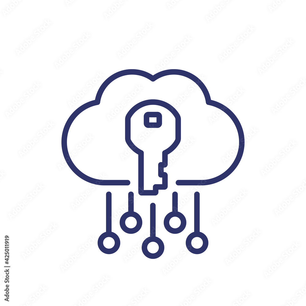 Poster key to cloud line icon