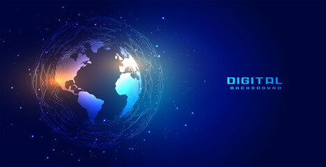 global technology earth network connection background