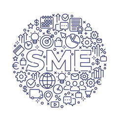Fototapeta premium SME, small and medium enterprise, vector line art