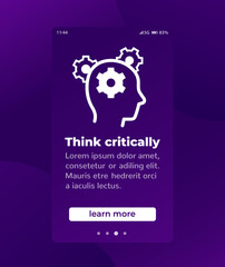 Think critically mobile banner, vector design
