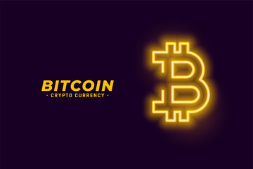 bitcoin symbol in neon glowing style