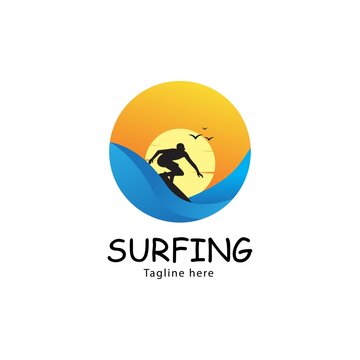 surfers logo icon, vector illustration