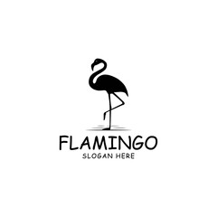 Black silhouette flamingo logo vector, flamingo silhouette on a white background