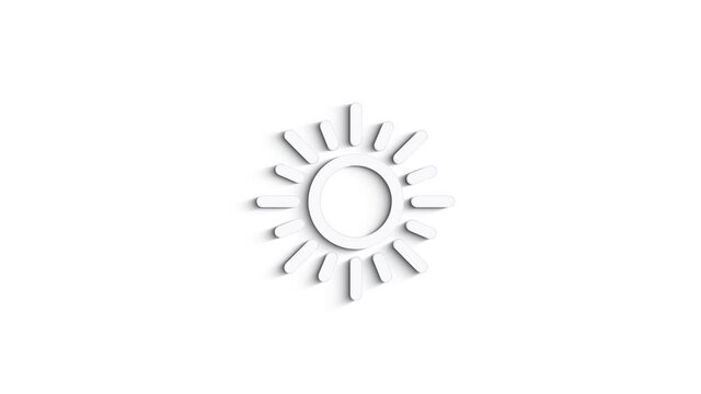 Grey sun line icon on white background. Front view. 4K Video motion graphic animation