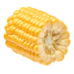 Piece of Fresh organic corn cob isolated on white background