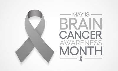 Brain Cancer awareness month is observed each year in May. it is an overgrowth of cells in the brain that forms masses called tumors. They can disrupt the way body works. Vector illustration.
