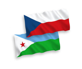 Flags of Czech Republic and Republic of Djibouti on a white background