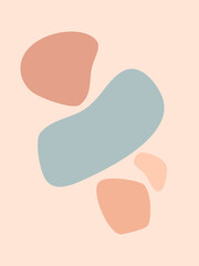 Hand-painted abstract various shapes balance composition, modern nordic wall art, minimalistic geometric prints, vector illustration for decoration, postcard or cover design.