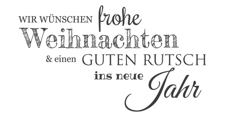 Fototapeta premium Weihnachtstypografie deutsch, Vorlage Grußworte für Geschäftspartner für Weihnachtskarten Gestaltung, Kartentext, Grußtext