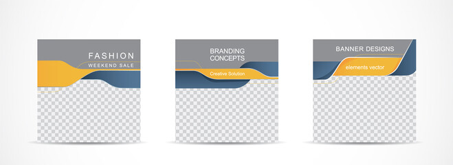 Set square banner template for social media post and web internet ads.vector illustrations.	
