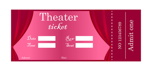 Naklejka na ściany i meble Vector design of a theater ticket. Ticket template.