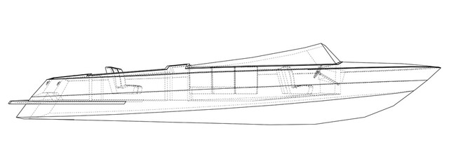 Modern boat with seats. Vector