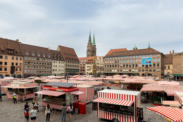 Town square in Nuremberg is been used as a market place for local merchants