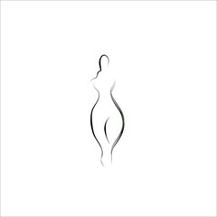 silhouette of a woman line illustration logo design
