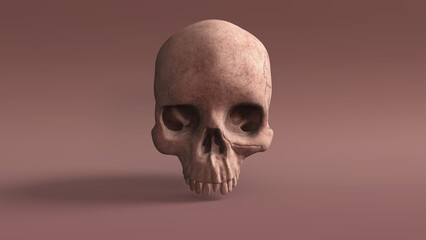 3d illustration, 3d render, ancient, appearance, black, body, bone, brown, clay skull, copy space, creative, dark, dead, death, decay, devil, die, dying, evil, face, fallen, fear, finality, flat lay, 