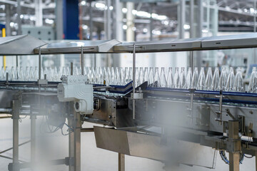 glass bottles on the production line