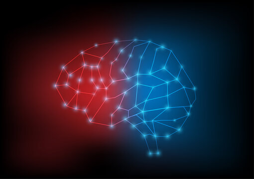 Illustration of human brain and technology background. Vector illustration.