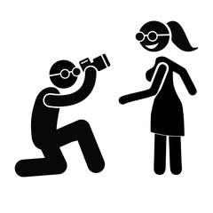 Photographer Cameraman Paparazzi Pose Posing Icon Symbol Sign Pictogram