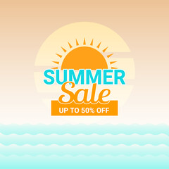 Summer Sale banner design background template .Beach concept