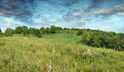Steppe landscape in summer, Donetsk ridge, Ukraine 