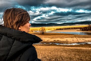 Gloomy sky of the mongolian steppes of siberia