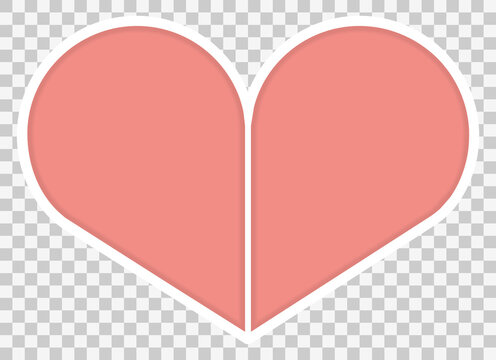 Heart shape Valentines Day frame. Collage template. Heart shape from 2 parts.