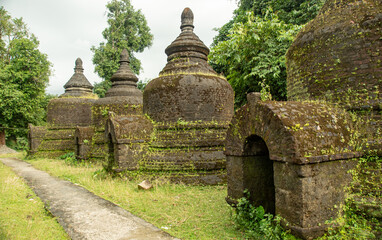 Fototapeta na wymiar an ancient small pagoda which was built in 15 centuries in Mrauk U Myanmar