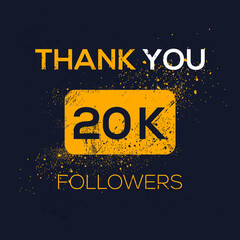 Creative Thank you (20k, 20000) followers celebration template design for social network and follower ,Vector illustration.