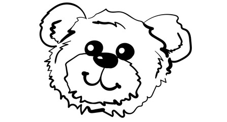 sketch of a teddy bear's head. The smile of a soft fluffy bear
