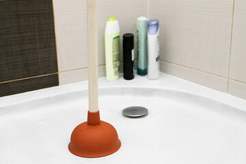 Drain Problems, blockage plumbing bathroom unclog plunger force cup male