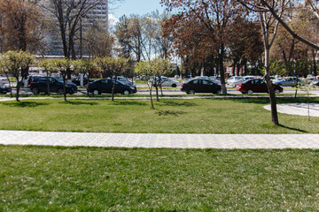 Obraz premium Parking lane outdoor in public park