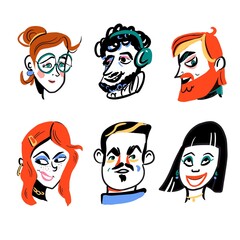 Faces illustration. Face icons. Avatars - 425047946