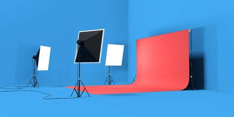 photo studio with background and lights