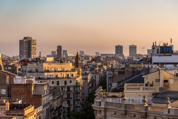 cityscape barcelona, landscape, Catalunya, Spain, Sunset