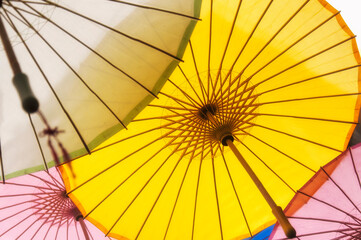 colorful chinese oil paper umbrellas background
