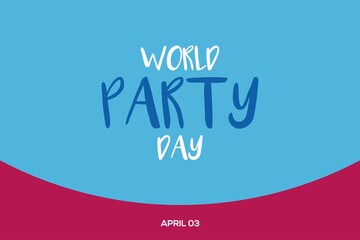 World Party Day vector background. Blue and red background for vacation party.