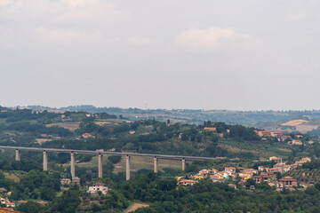 Narni Scalo (Terni, Umbria, Italy) - View of the industrial part of the city, highway bridge, distant view