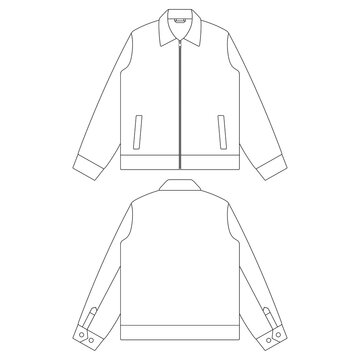 Template zip jacket vector illustration flat sketch design outline