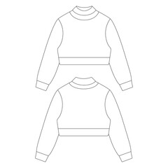 Template cropped turtleneck sweater vector illustration flat sketch design outline