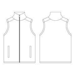 Template full zip sweater vest vector illustration flat sketch design outline © MFKRT