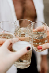 Friends drinking champagne together